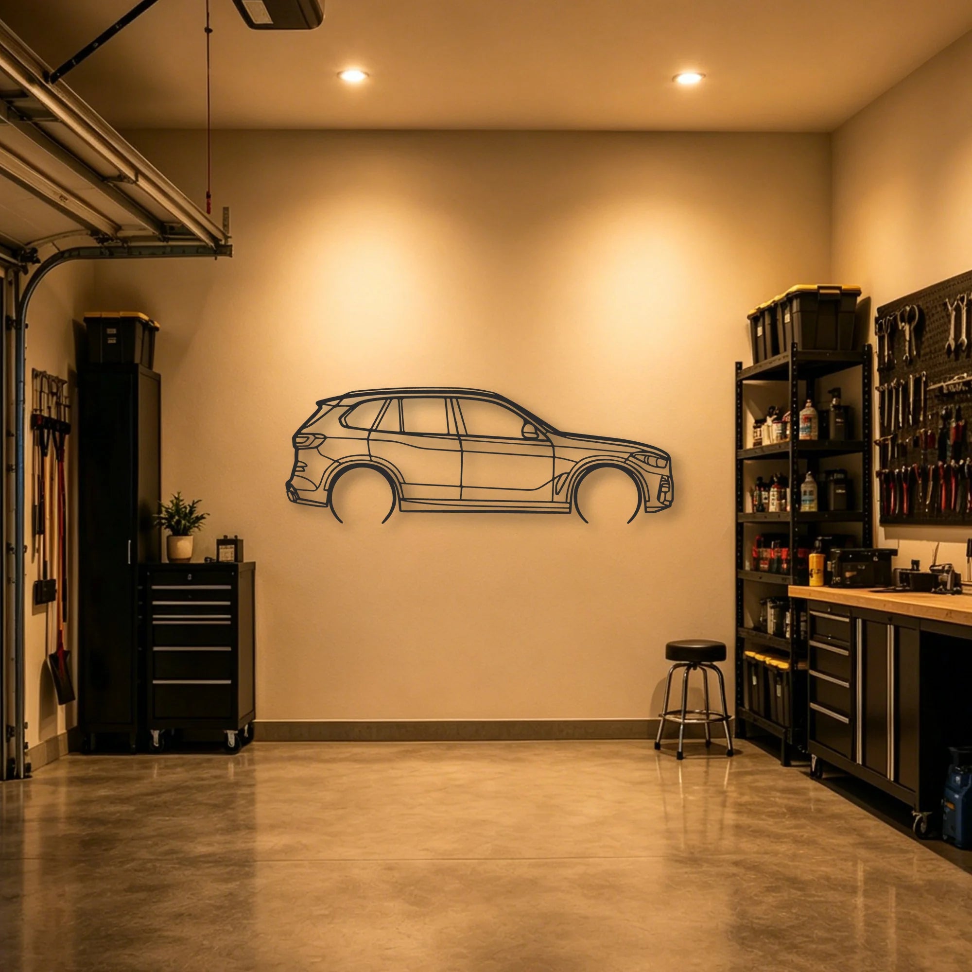 BMW X5 Classic Silhouette Metal Wall Art - Automotive Garage Decor