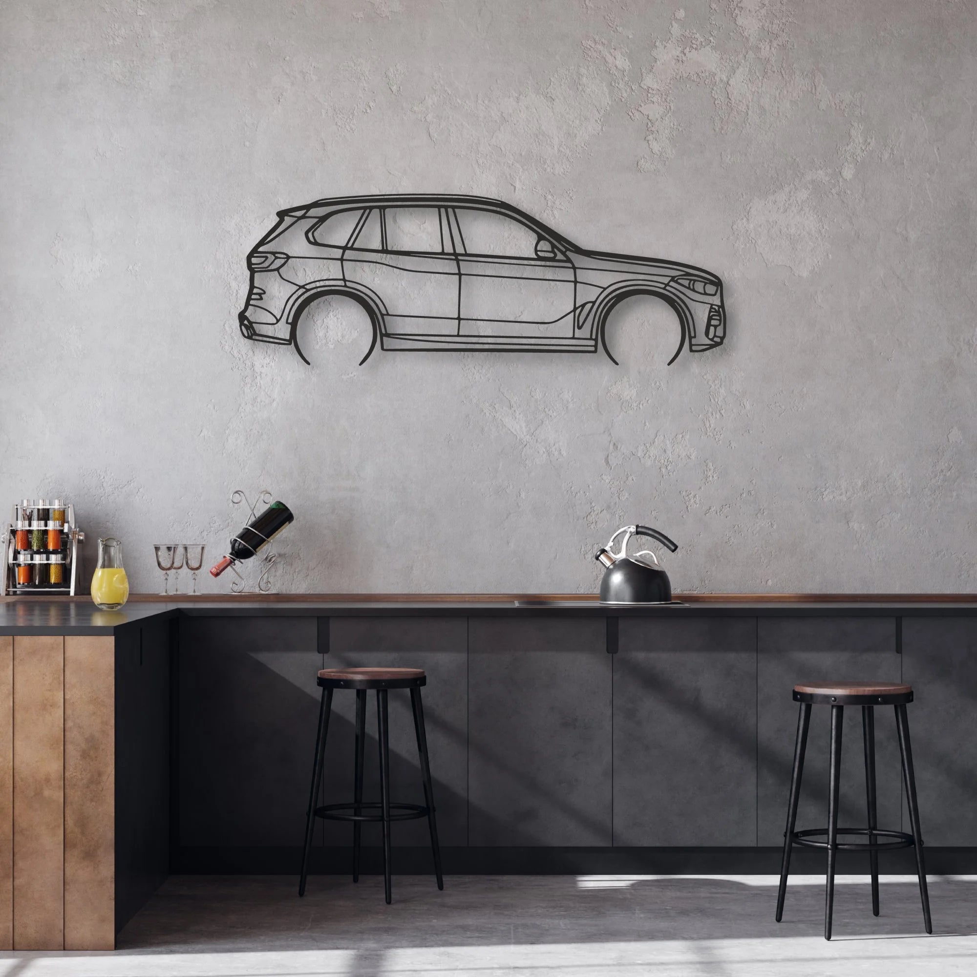 bmw x5 Classic Silhouette Metal Wall Art - Automotive Garage Decor