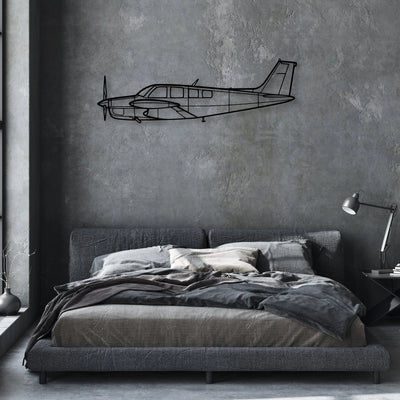 Bonanza F35 Classic Aircraft Silhouette Metal Wall Art - Aviation Hangar Decor