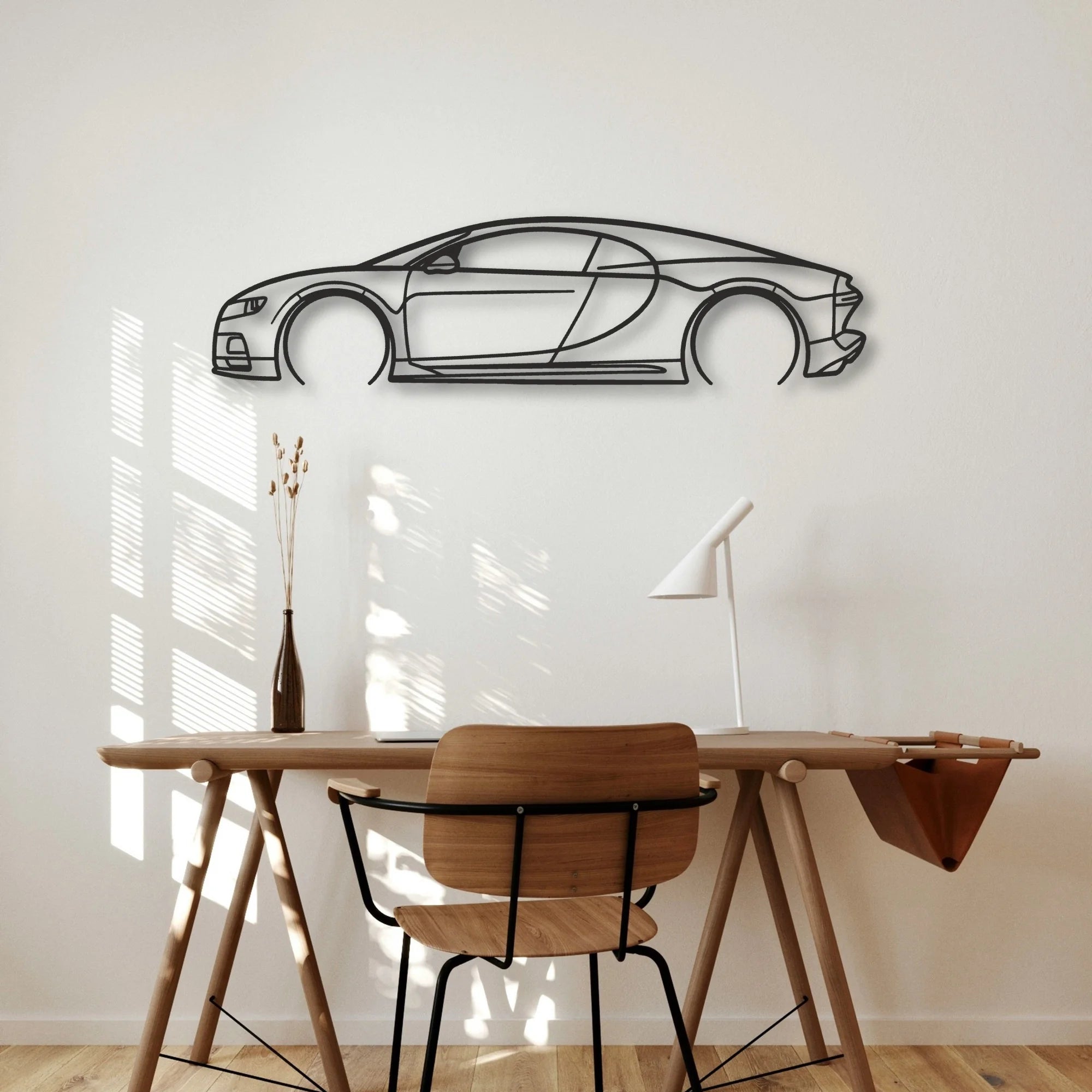 Bugatti Chiron Classic Silhouette Metal Wall Art - Automotive Garage Decor