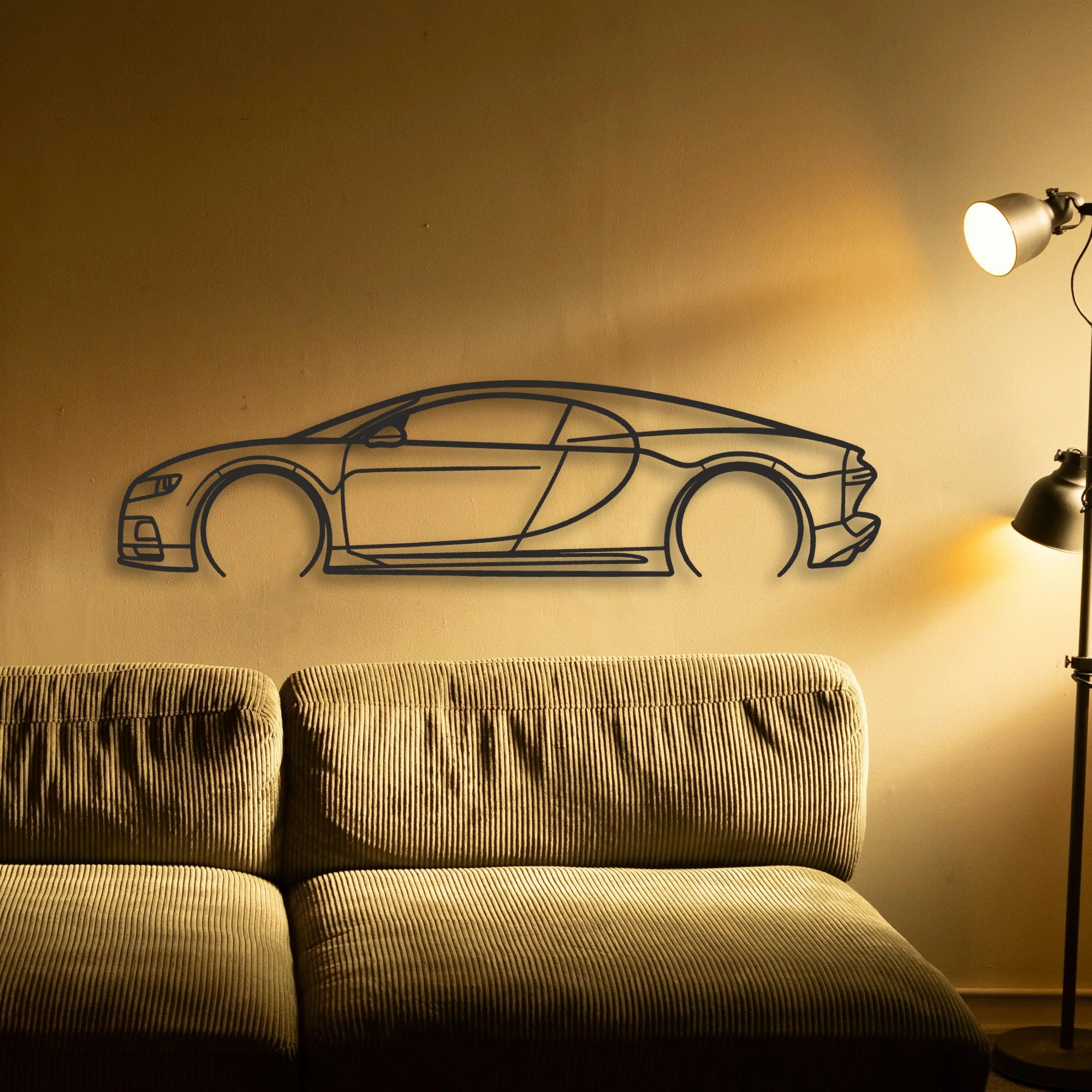 Bugatti Chiron Classic Silhouette Metal Wall Art - Automotive Garage Decor