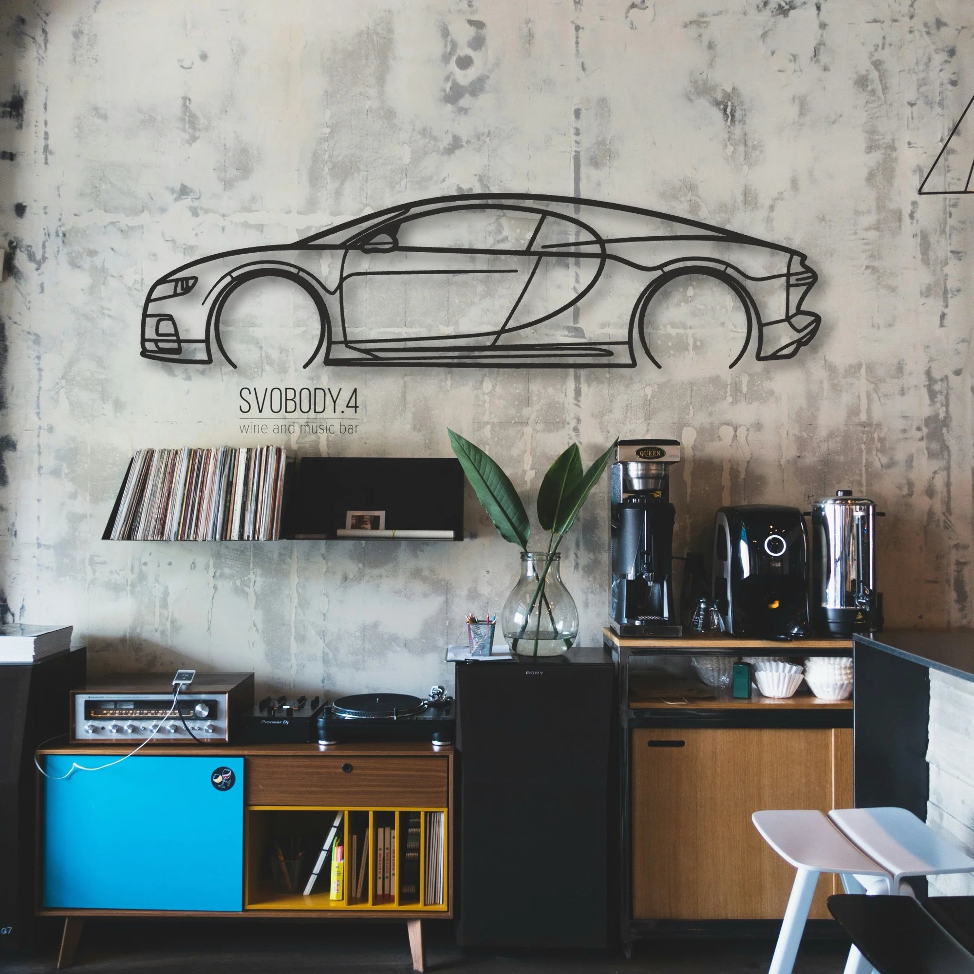 Bugatti Chiron Classic Silhouette Metal Wall Art - Automotive Garage Decor