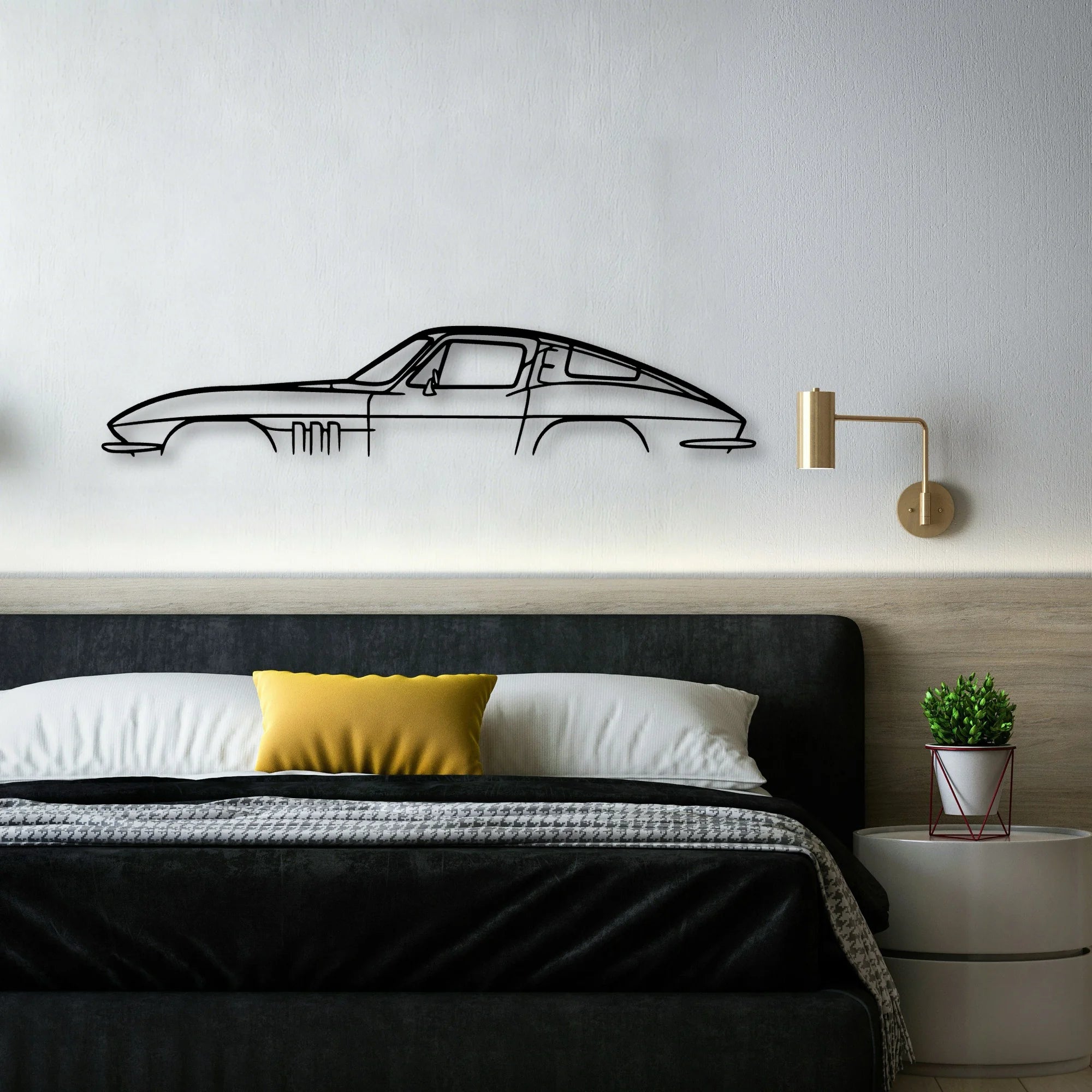 C2 Classic Silhouette Metal Wall Art - Automotive Garage Decor