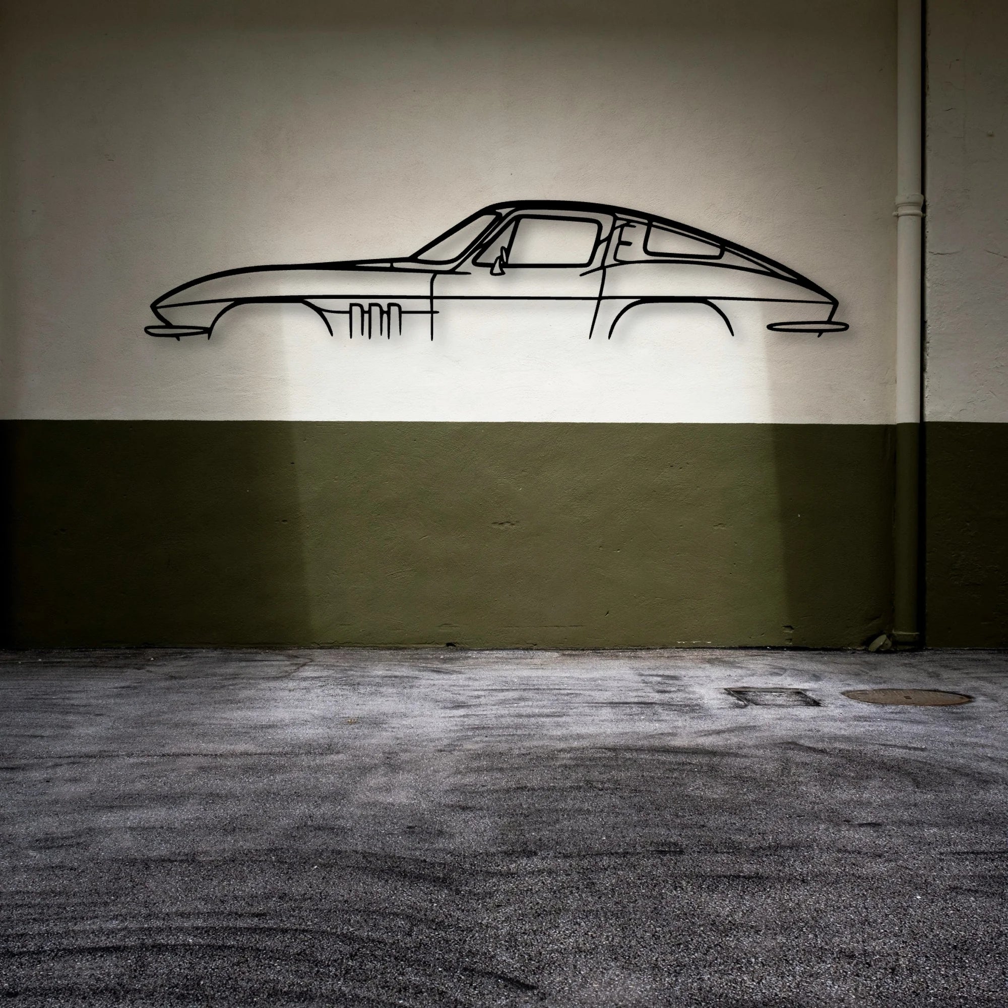 C2 Classic Silhouette Metal Wall Art - Automotive Garage Decor