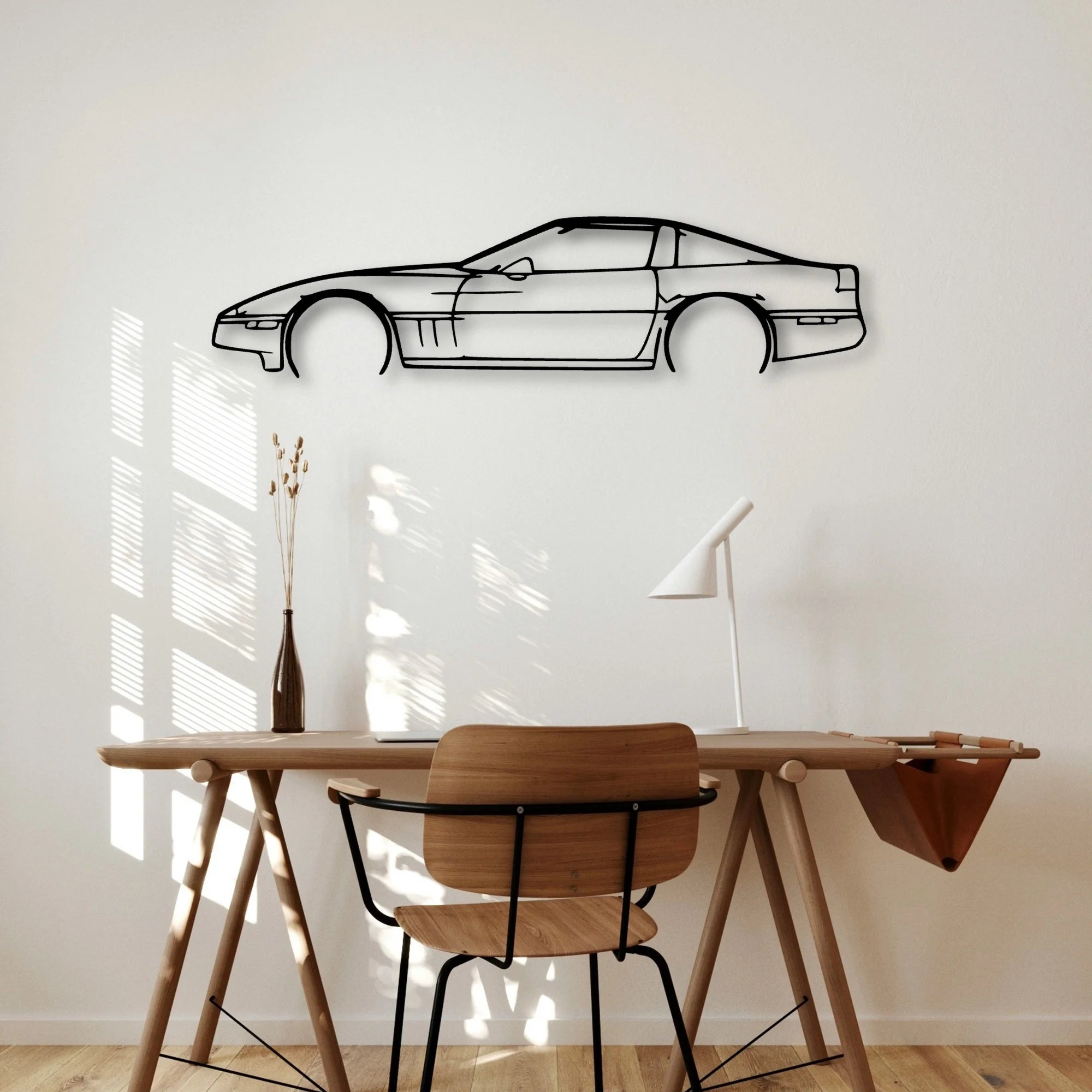C4 Classic Silhouette Metal Wall Art - Automotive Garage Decor