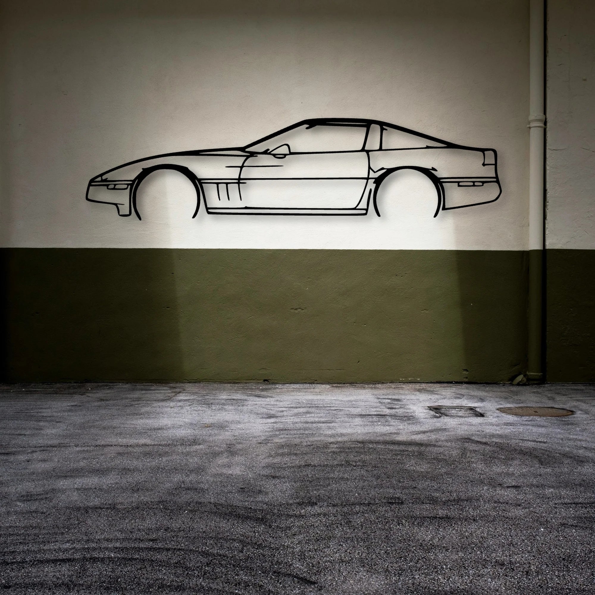 C4 Classic Silhouette Metal Wall Art - Automotive Garage Decor