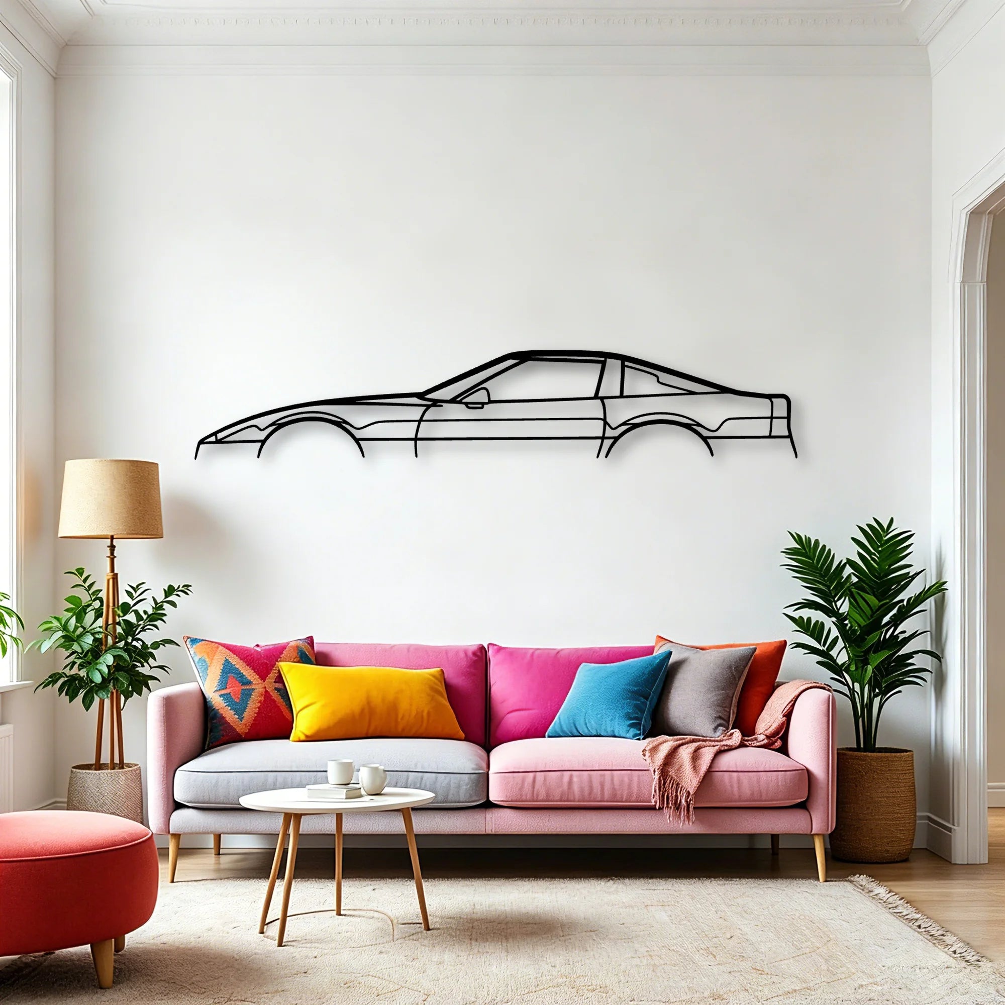 C4 2 Classic Silhouette Metal Wall Art - Automotive Garage Decor