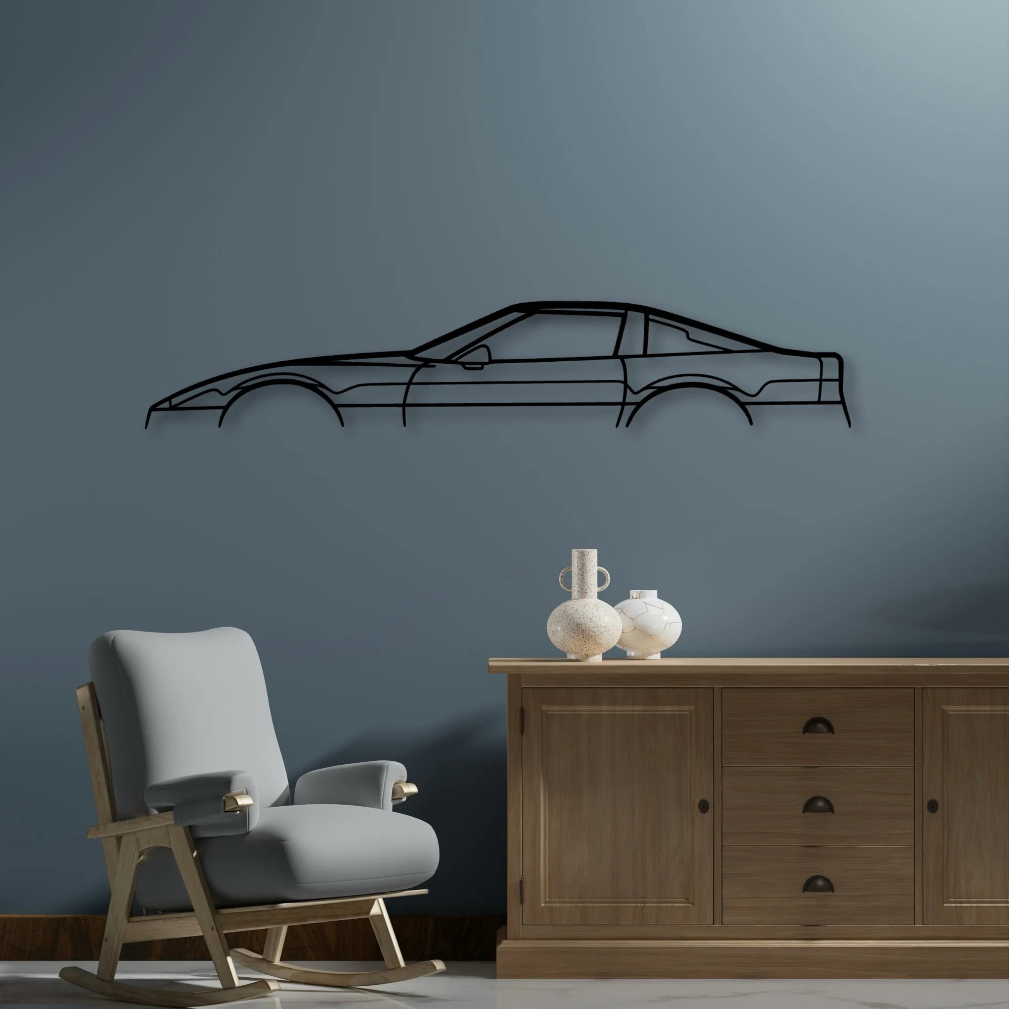 C4 2 Classic Silhouette Metal Wall Art - Automotive Garage Decor