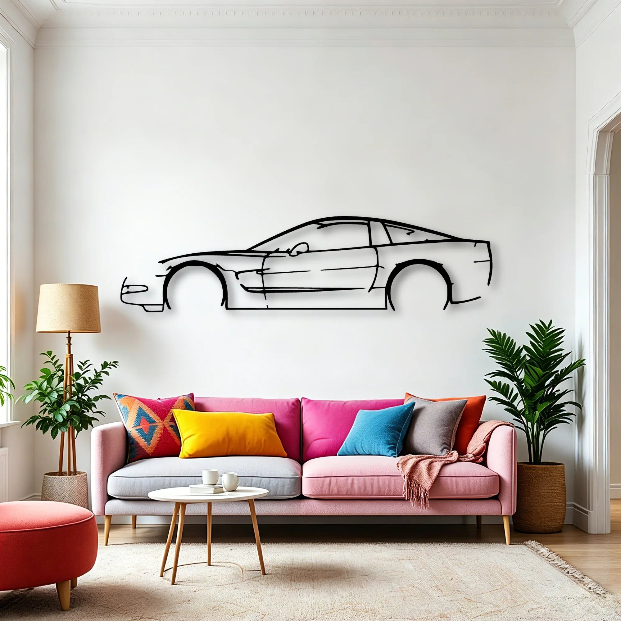 C5 Classic Silhouette Metal Wall Art - Automotive Garage Decor