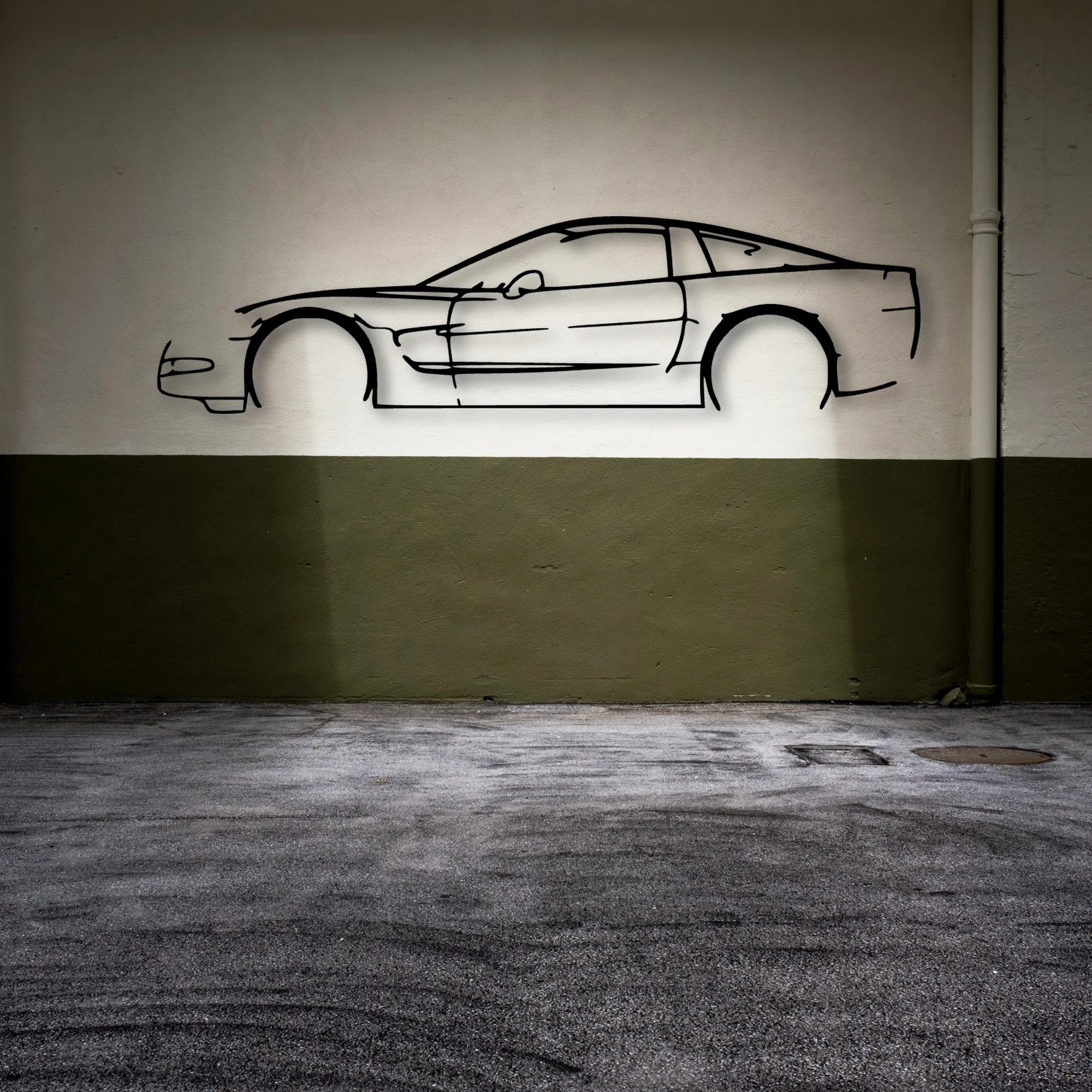 C5 Classic Silhouette Metal Wall Art - Automotive Garage Decor