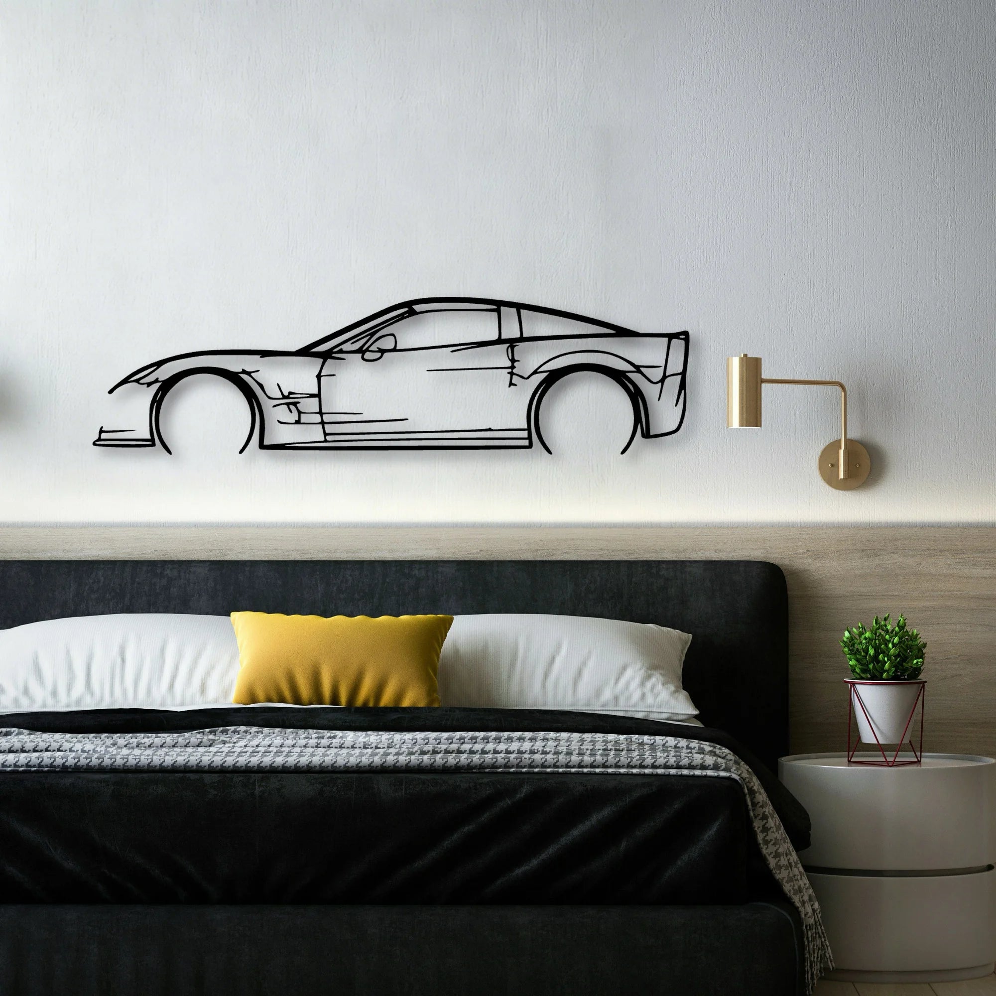 C6 ZR1 2 Classic Silhouette Metal Wall Art - Automotive Garage Decor