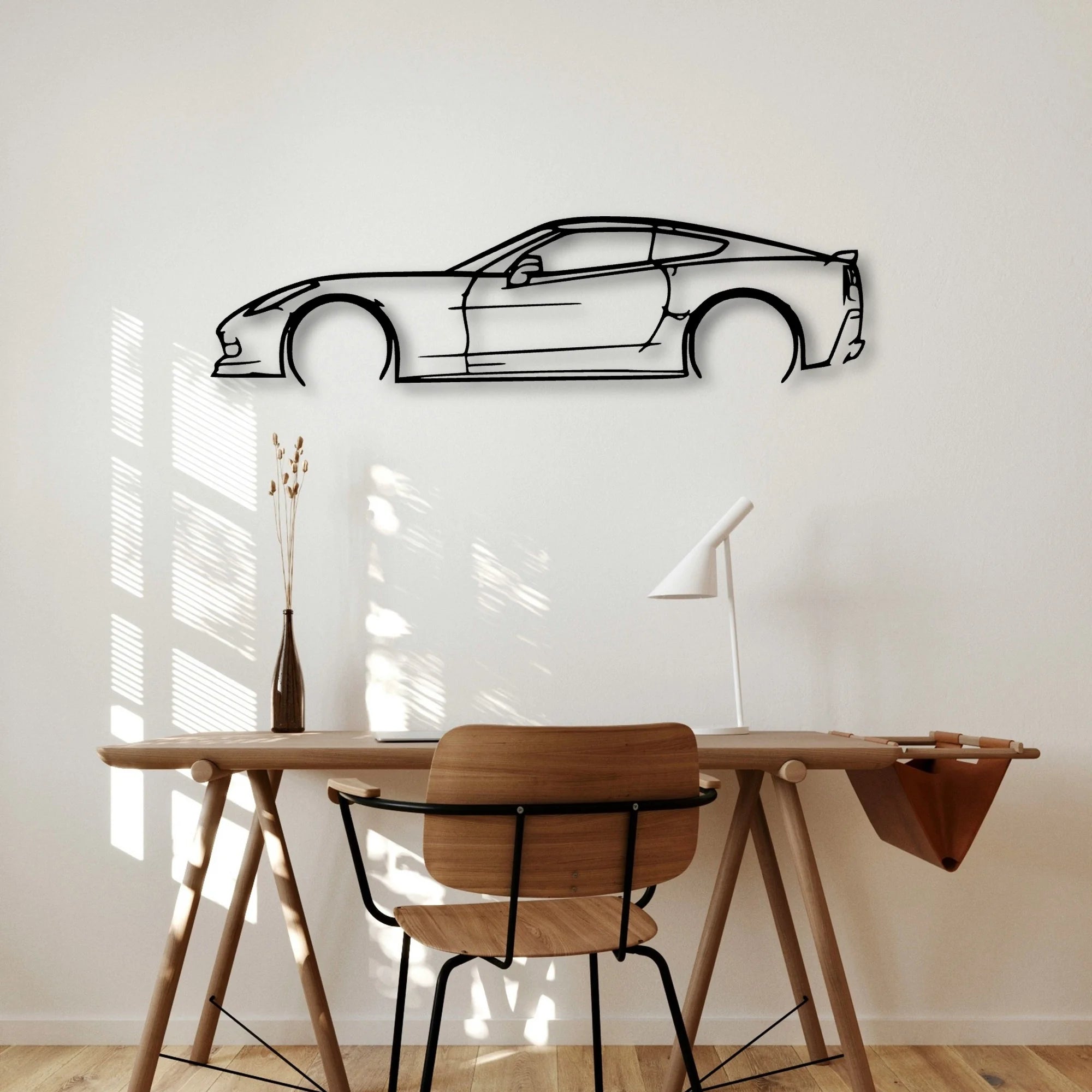 C7 Classic Silhouette Metal Wall Art - Automotive Garage Decor