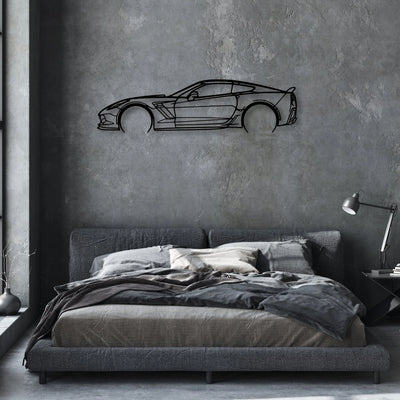 c7 Z06 2 Classic Silhouette Metal Wall Art - Automotive Garage Decor