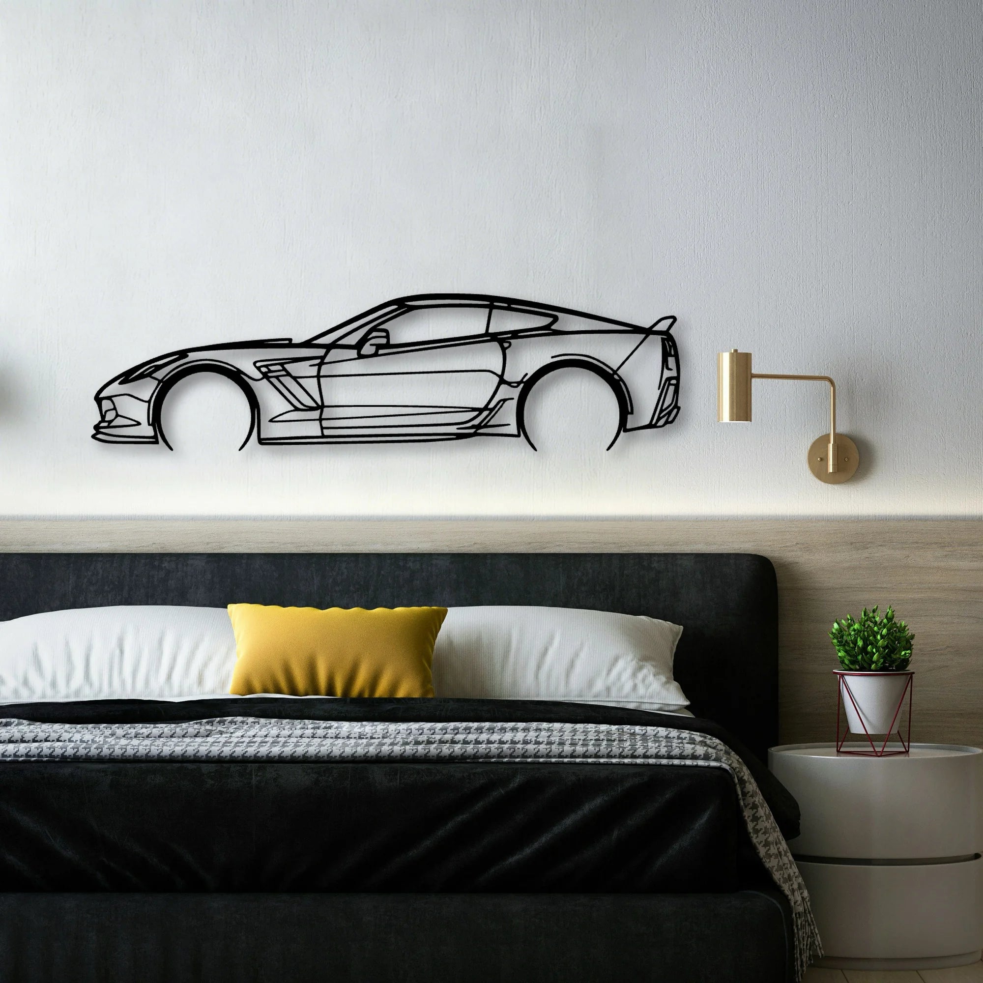 C7 Z06 2 Classic Silhouette Metal Wall Art - Automotive Garage Decor
