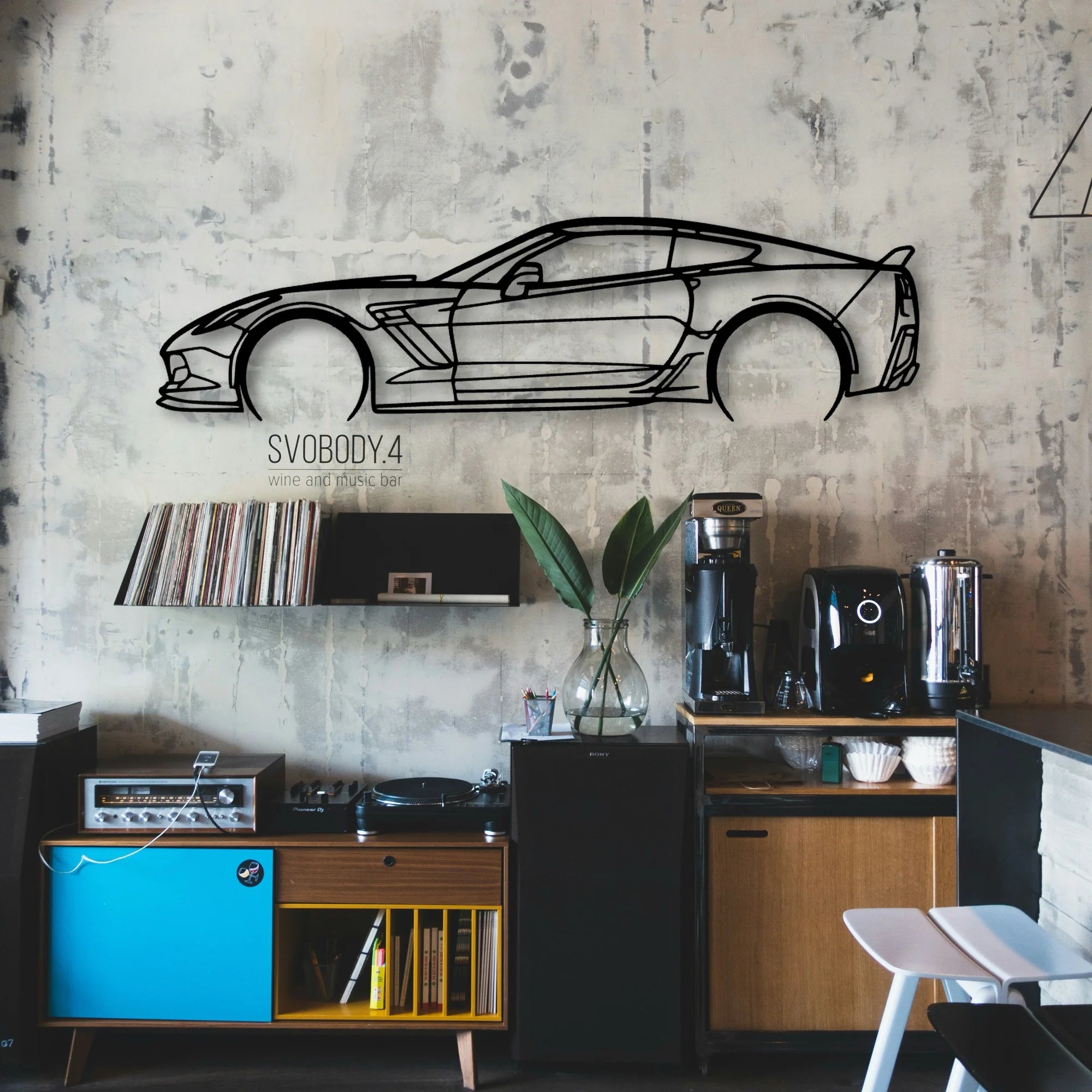 C7 Z06 2 Classic Silhouette Metal Wall Art - Automotive Garage Decor