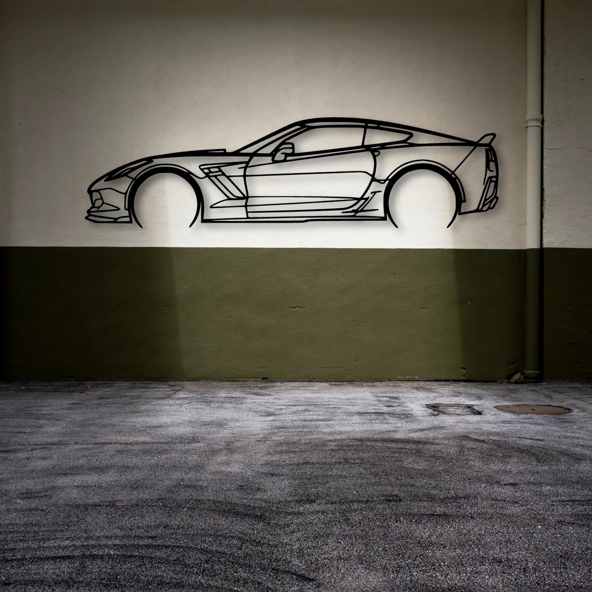 C7 Z06 Classic Silhouette Metal Wall Art - Automotive Garage Decor