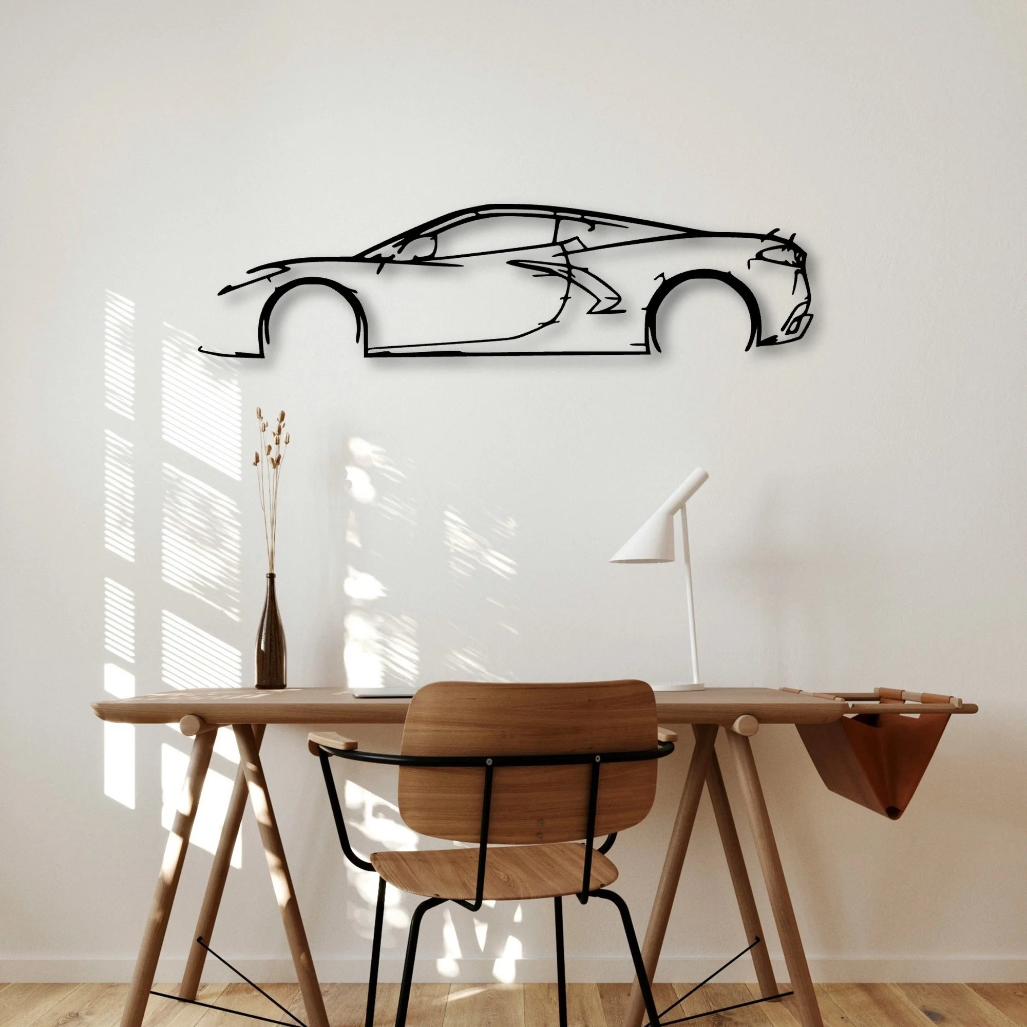 C8 3 Classic Silhouette Metal Wall Art - Automotive Garage Decor