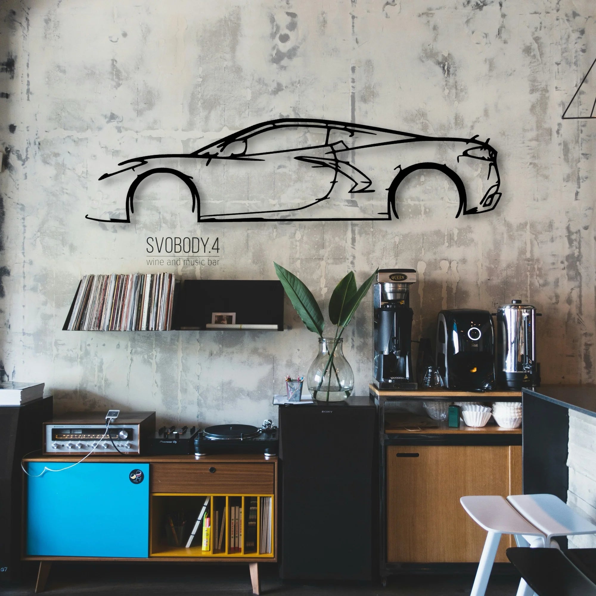 C8 3 Classic Silhouette Metal Wall Art - Automotive Garage Decor