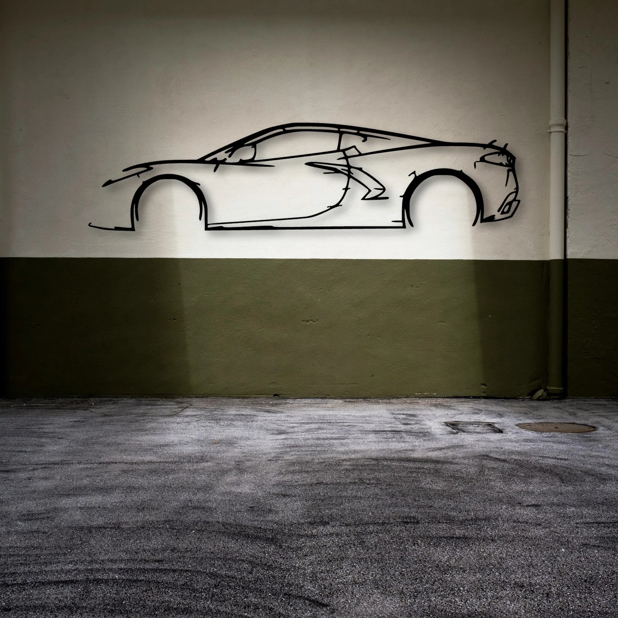 C8 3 Classic Silhouette Metal Wall Art - Automotive Garage Decor