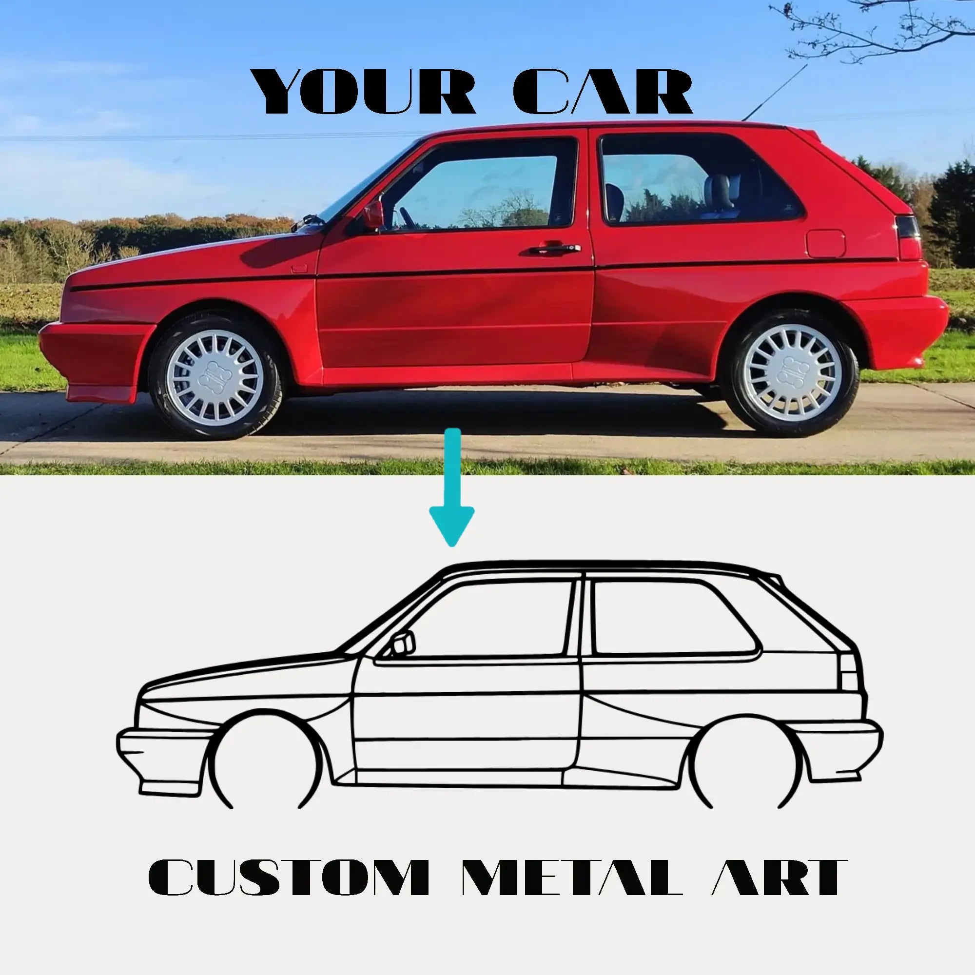 Your Custom Car Silhouette Metal Wall Art Service
