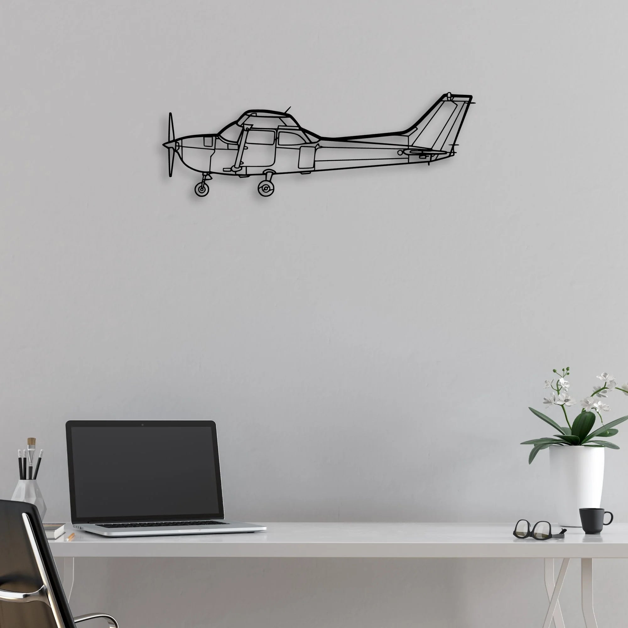 Cesna 172 Classic Aircraft Silhouette Metal Wall Art - Aviation Hangar Decor