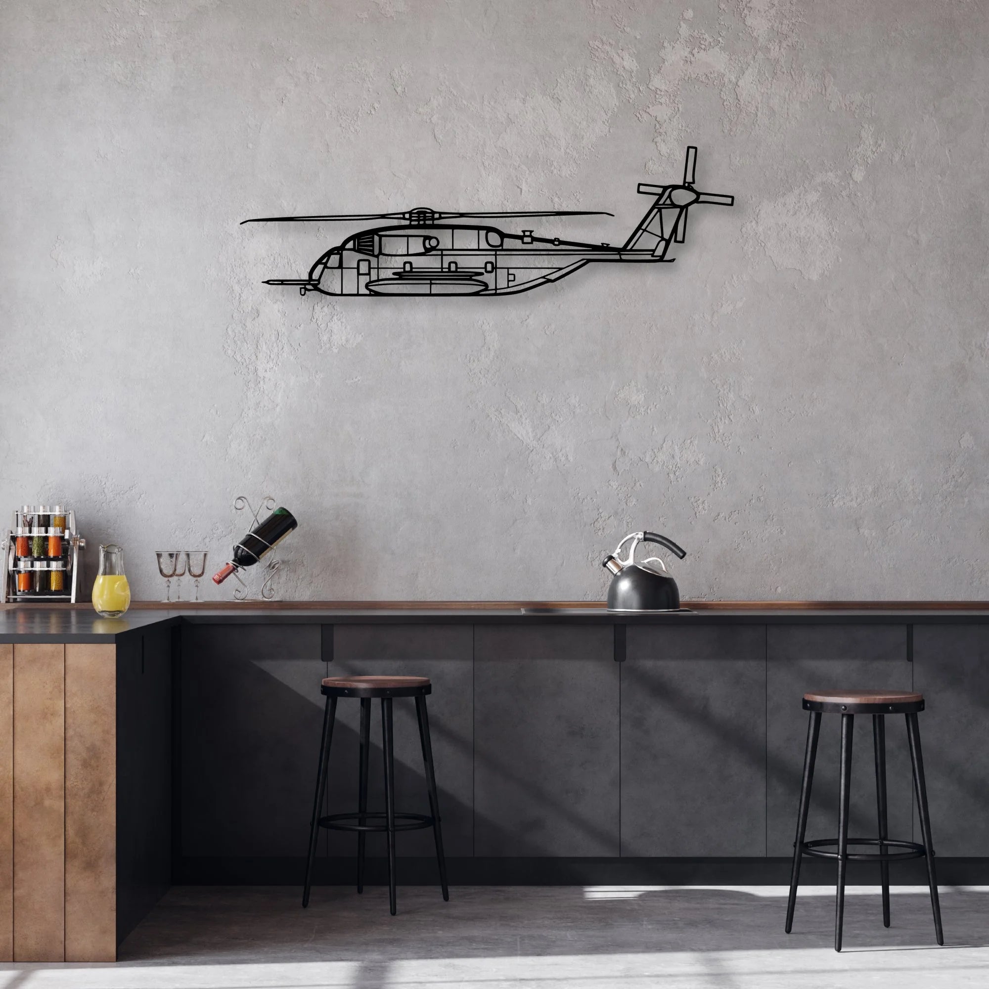 CH-53E Super Stallion Classic Aircraft Silhouette Metal Wall Art - Aviation Hangar Decor