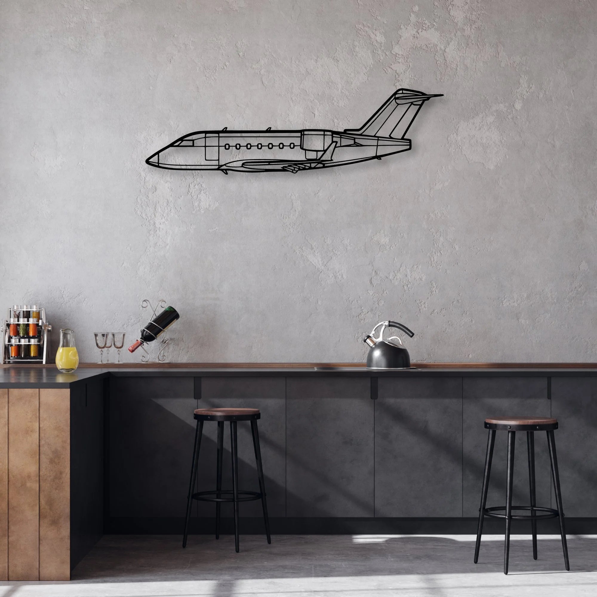 Challenger 604 Classic Aircraft Silhouette Metal Wall Art - Aviation Hangar Decor