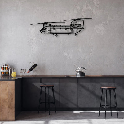 Chinook CH-47 Classic Aircraft Silhouette Metal Wall Art - Aviation Hangar Decor