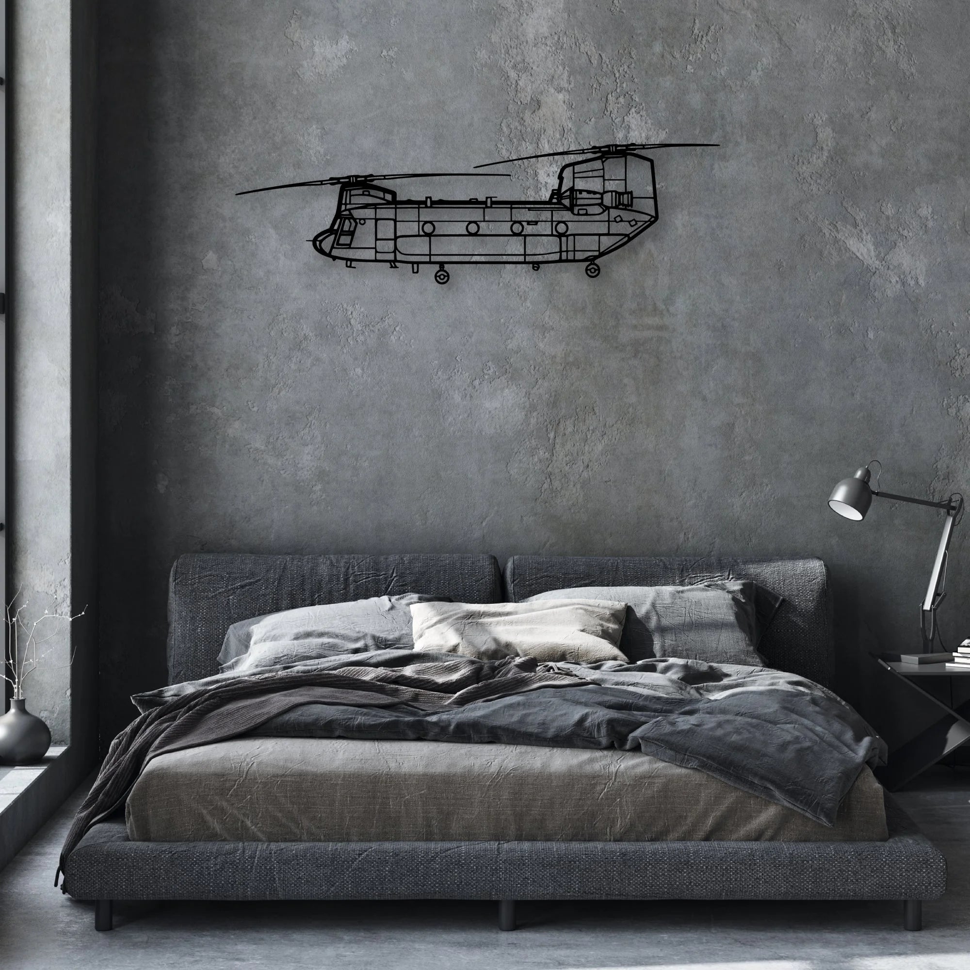 Chinook CH-47 Classic Aircraft Silhouette Metal Wall Art - Aviation Hangar Decor