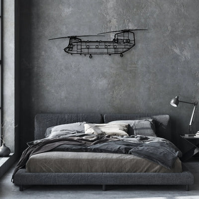 Chinook CH-47 Classic Aircraft Silhouette Metal Wall Art - Aviation Hangar Decor