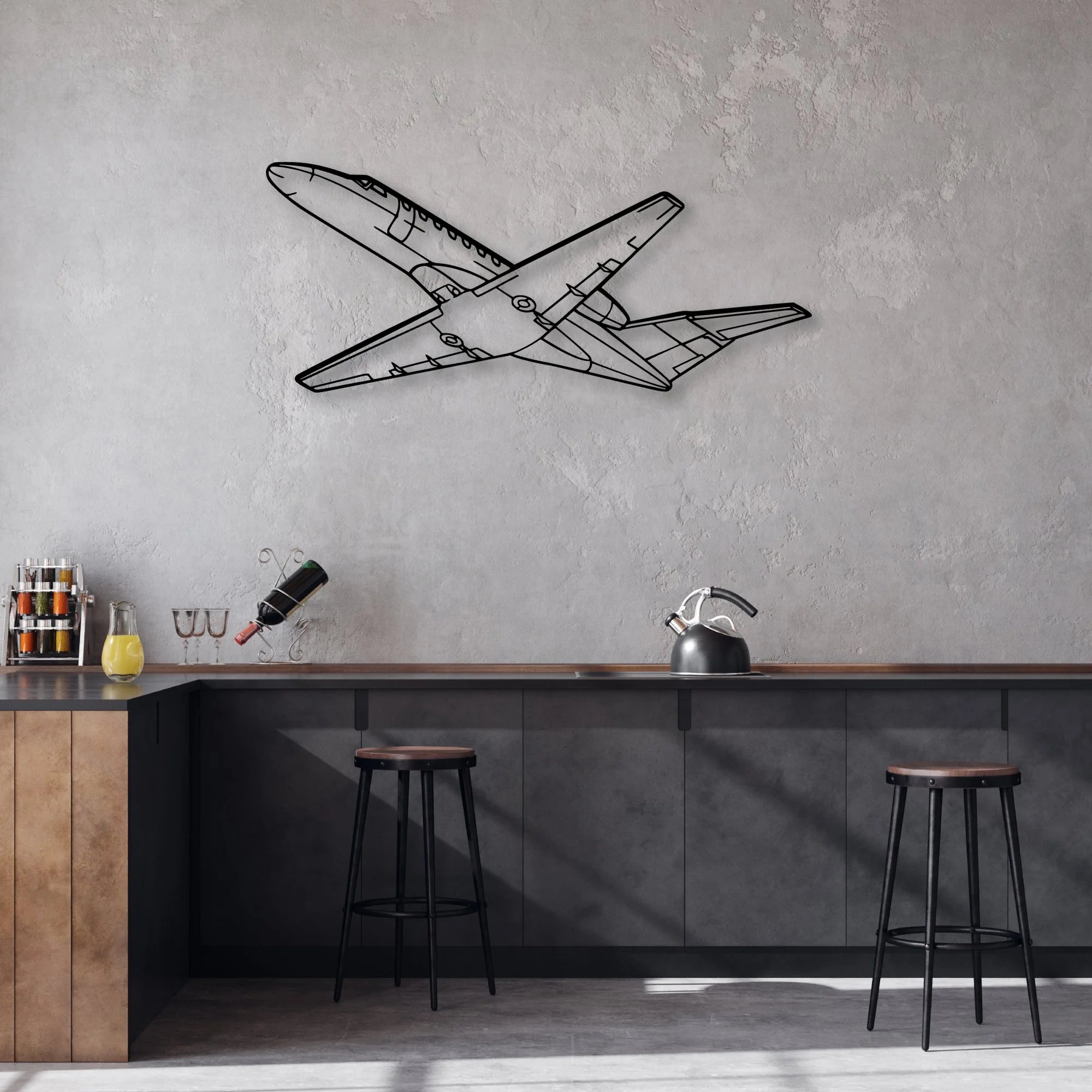 CJ3 Classic Aircraft Silhouette Metal Wall Art - Aviation Hangar Decor