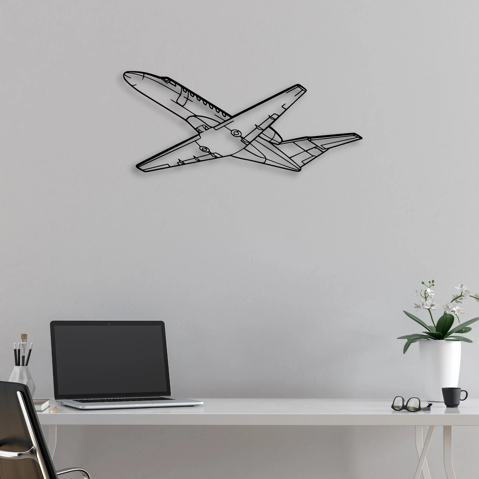 CJ3 Classic Aircraft Silhouette Metal Wall Art - Aviation Hangar Decor