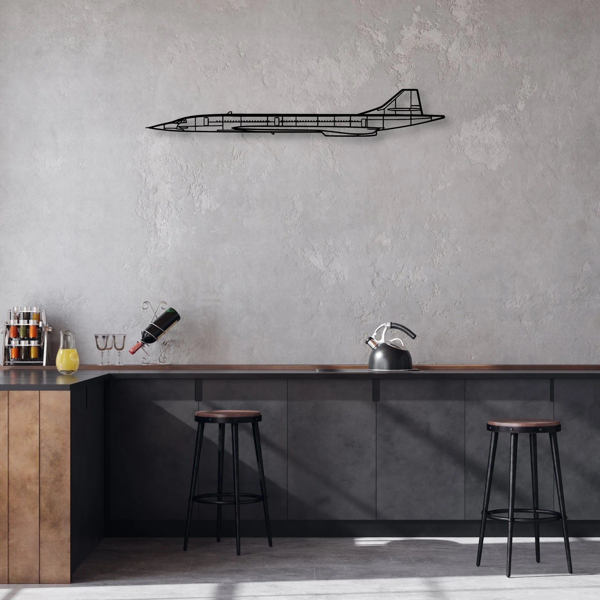 Concorde Classic Aircraft Silhouette Metal Wall Art - Aviation Hangar Decor