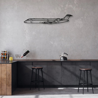 CRJ700 2 Classic Aircraft Silhouette Metal Wall Art - Aviation Hangar Decor