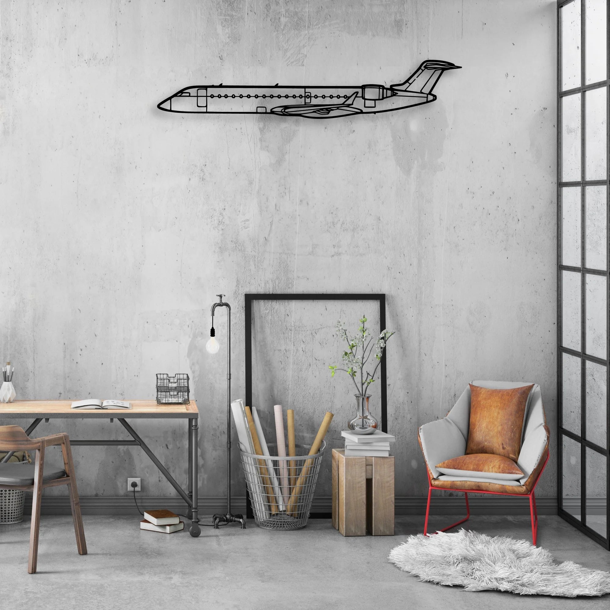 CRJ700 2 Classic Aircraft Silhouette Metal Wall Art - Aviation Hangar Decor