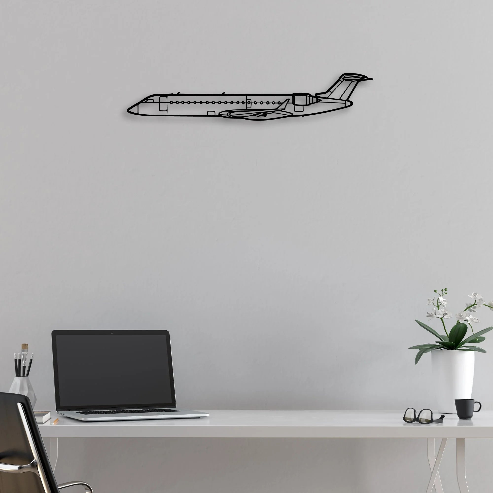 CRJ700 2 Classic Aircraft Silhouette Metal Wall Art - Aviation Hangar Decor