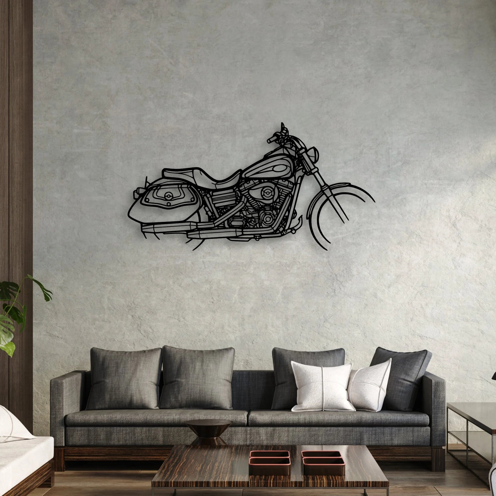 Dyna Low Rider 2008 Classic Motorcycle Silhouette Metal Wall Art - Moto Garage Decor