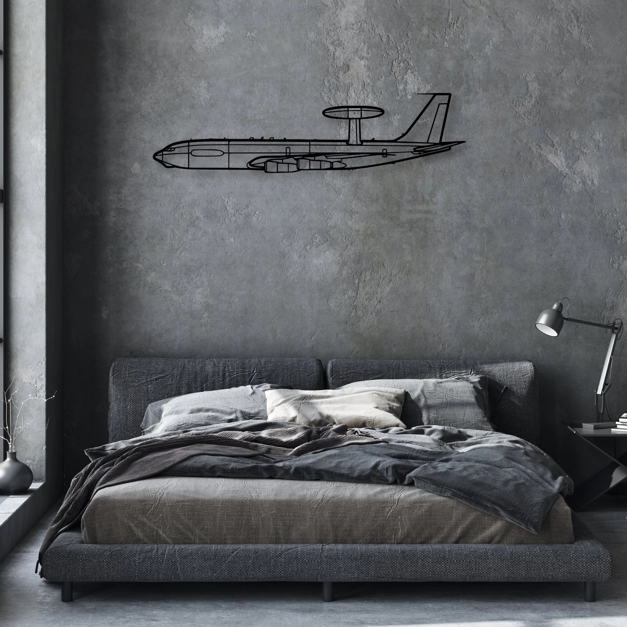 E-3C Sentry Classic Aircraft Silhouette Metal Wall Art - Aviation Hangar Decor
