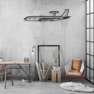 E-3C Sentry Classic Aircraft Silhouette Metal Wall Art - Aviation Hangar Decor