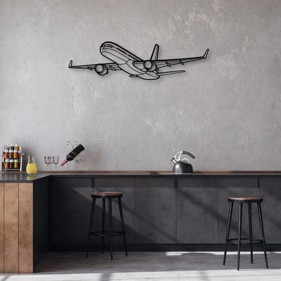 E175 Classic Aircraft Silhouette Metal Wall Art - Aviation Hangar Decor