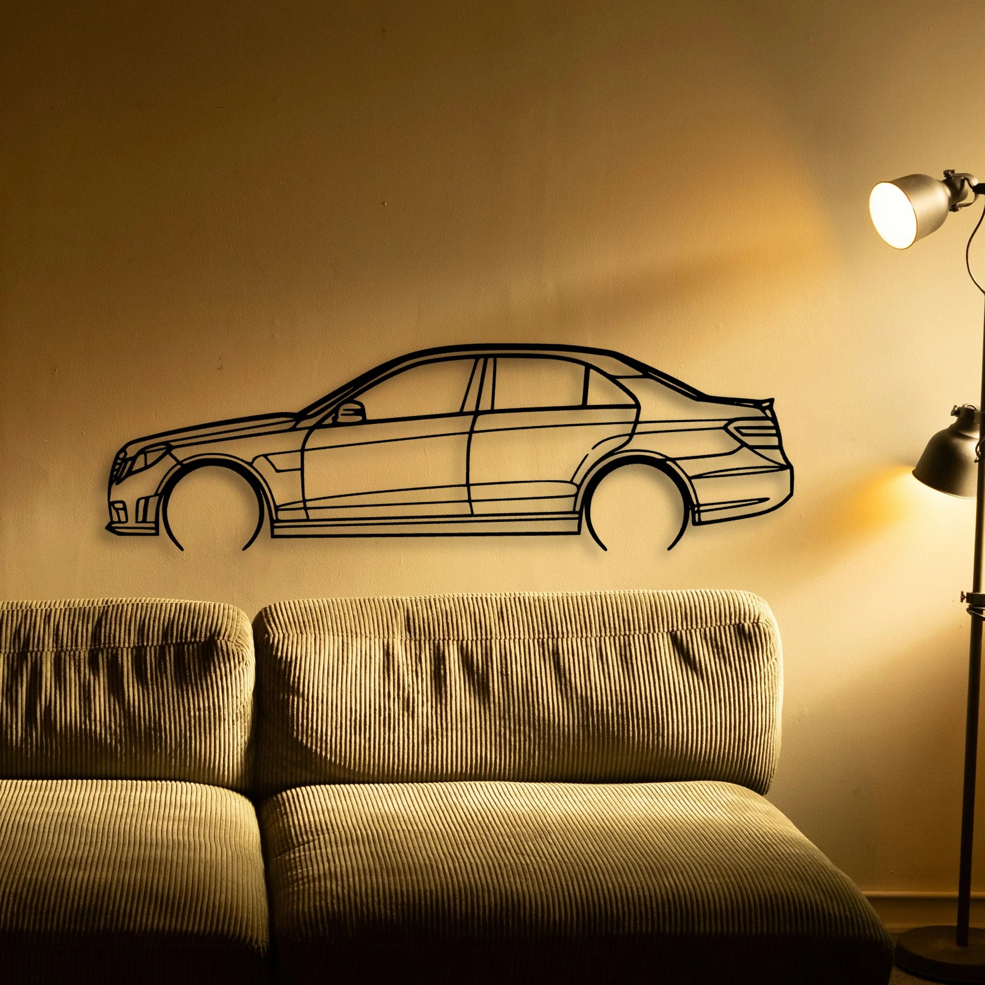 E63 AMG 2 Classic Silhouette Metal Wall Art - Automotive Garage Decor