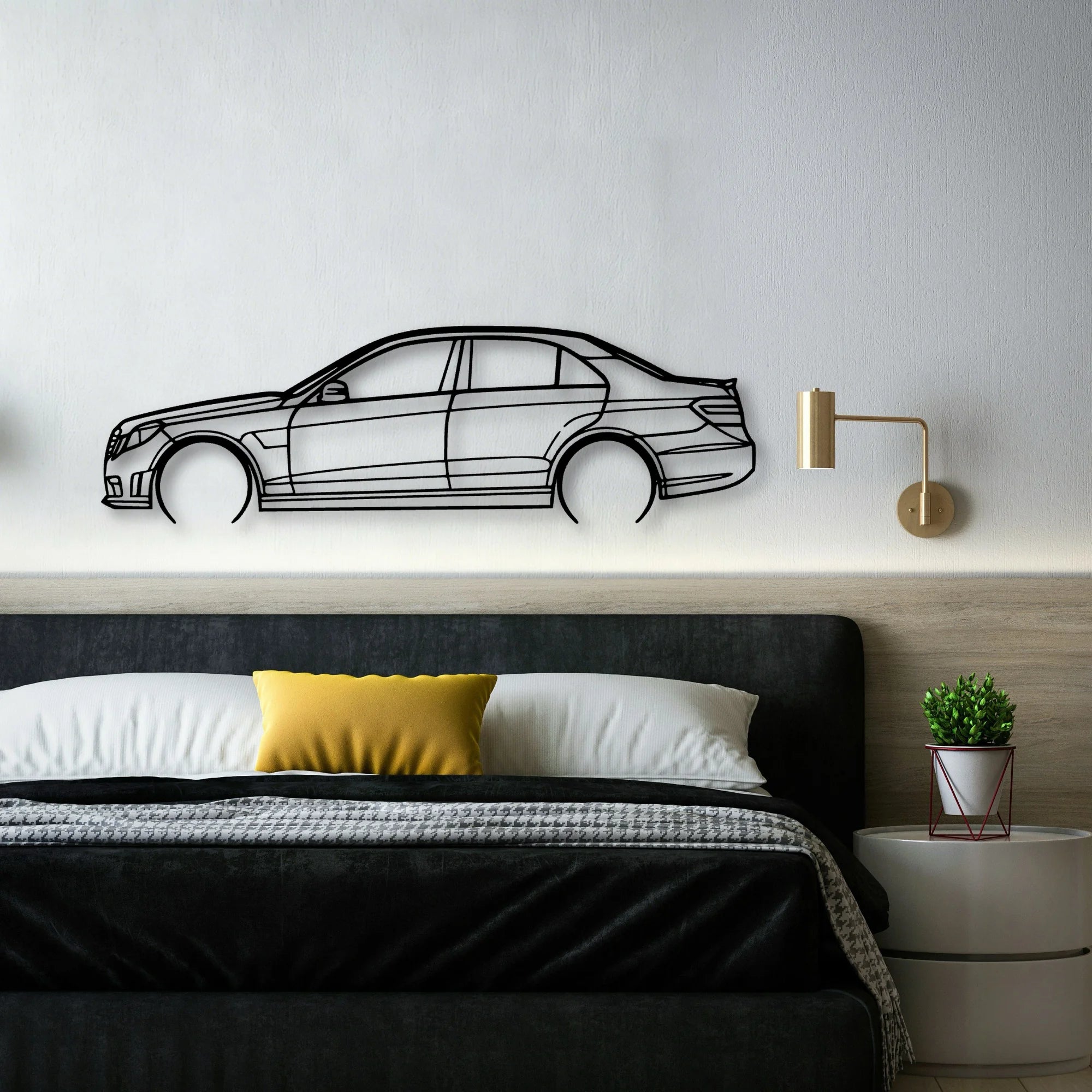 E63 AMG 2 Classic Silhouette Metal Wall Art - Automotive Garage Decor