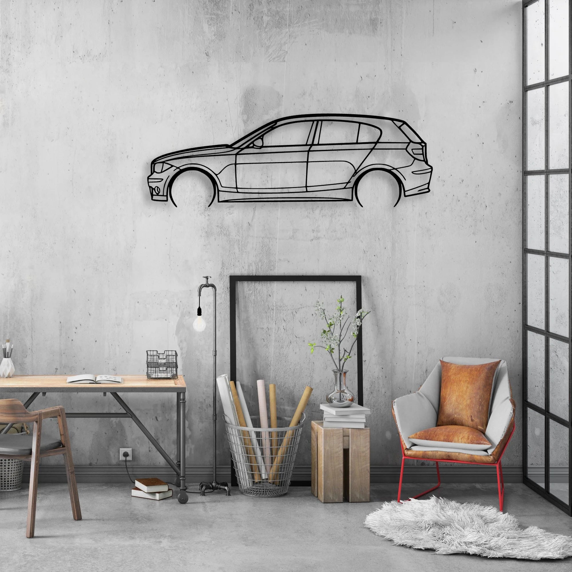 e87 Classic Silhouette Metal Wall Art - Automotive Garage Decor