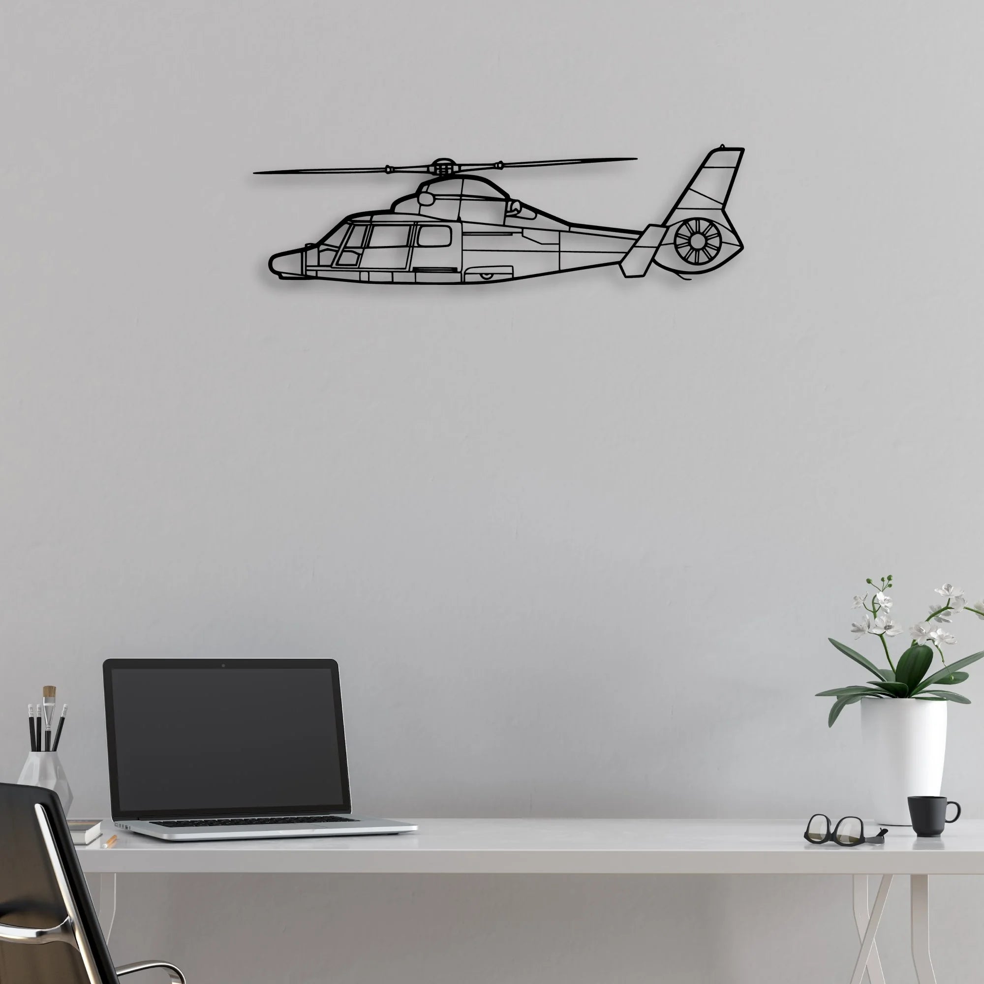 EC135T2 Classic Aircraft Silhouette Metal Wall Art - Aviation Hangar Decor