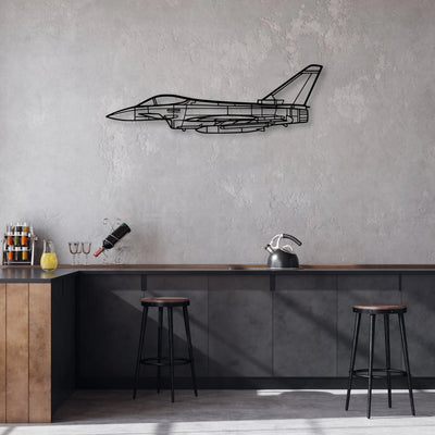 Eurofighter Typhoon Classic Aircraft Silhouette Metal Wall Art - Aviation Hangar Decor