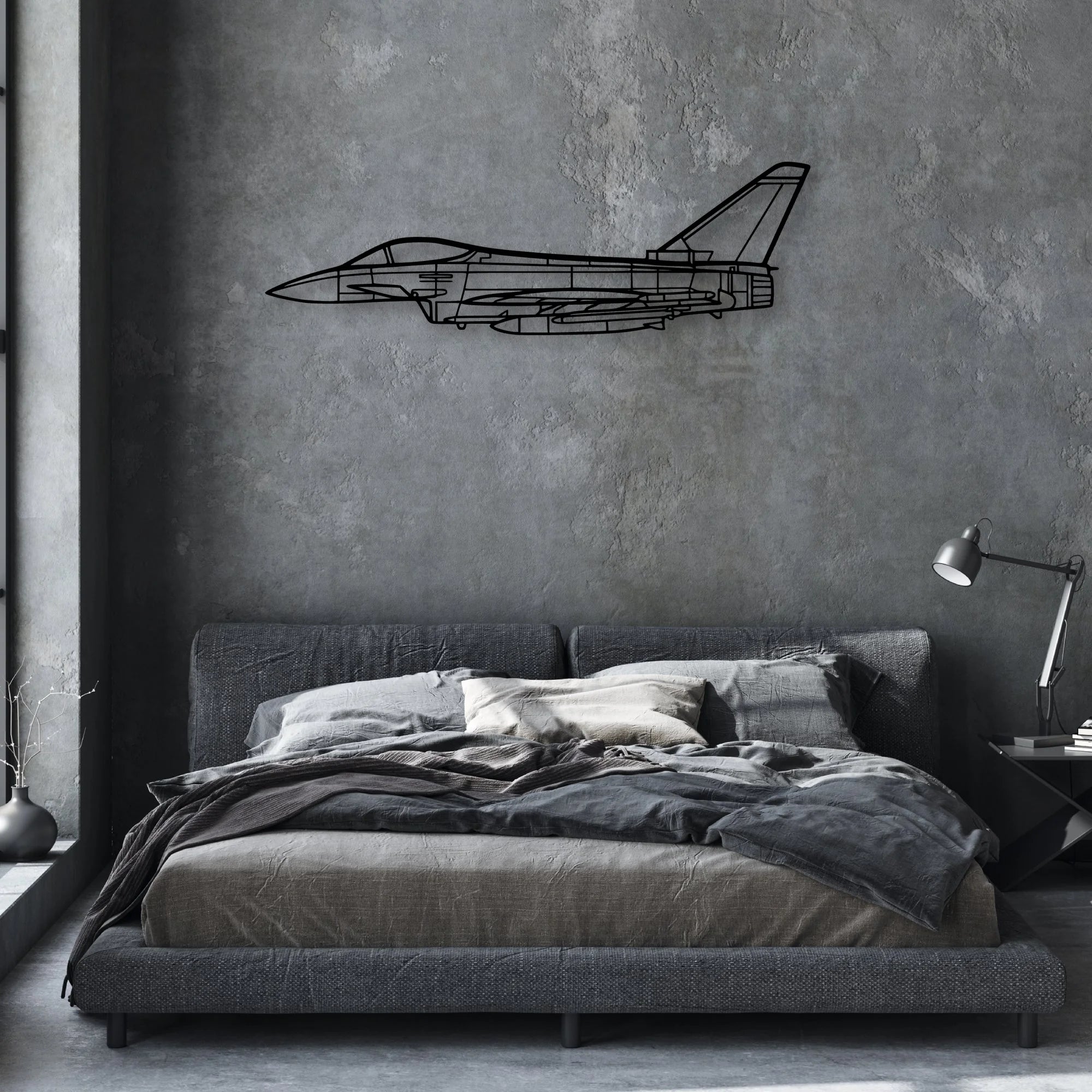 Eurofighter Typhoon Classic Aircraft Silhouette Metal Wall Art - Aviation Hangar Decor