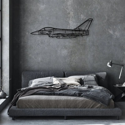 Eurofighter Typhoon Classic Aircraft Silhouette Metal Wall Art - Aviation Hangar Decor