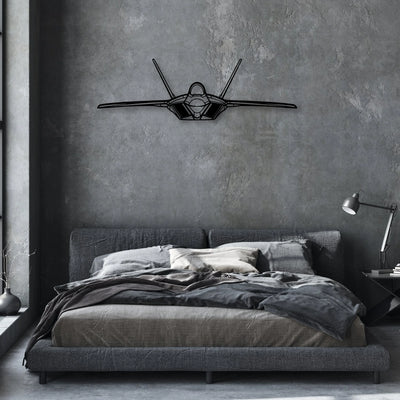 F-22 Raptor 2 Classic Aircraft Silhouette Metal Wall Art - Aviation Hangar Decor