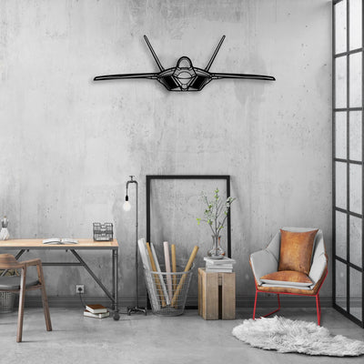 F-22 Raptor 2 Classic Aircraft Silhouette Metal Wall Art - Aviation Hangar Decor