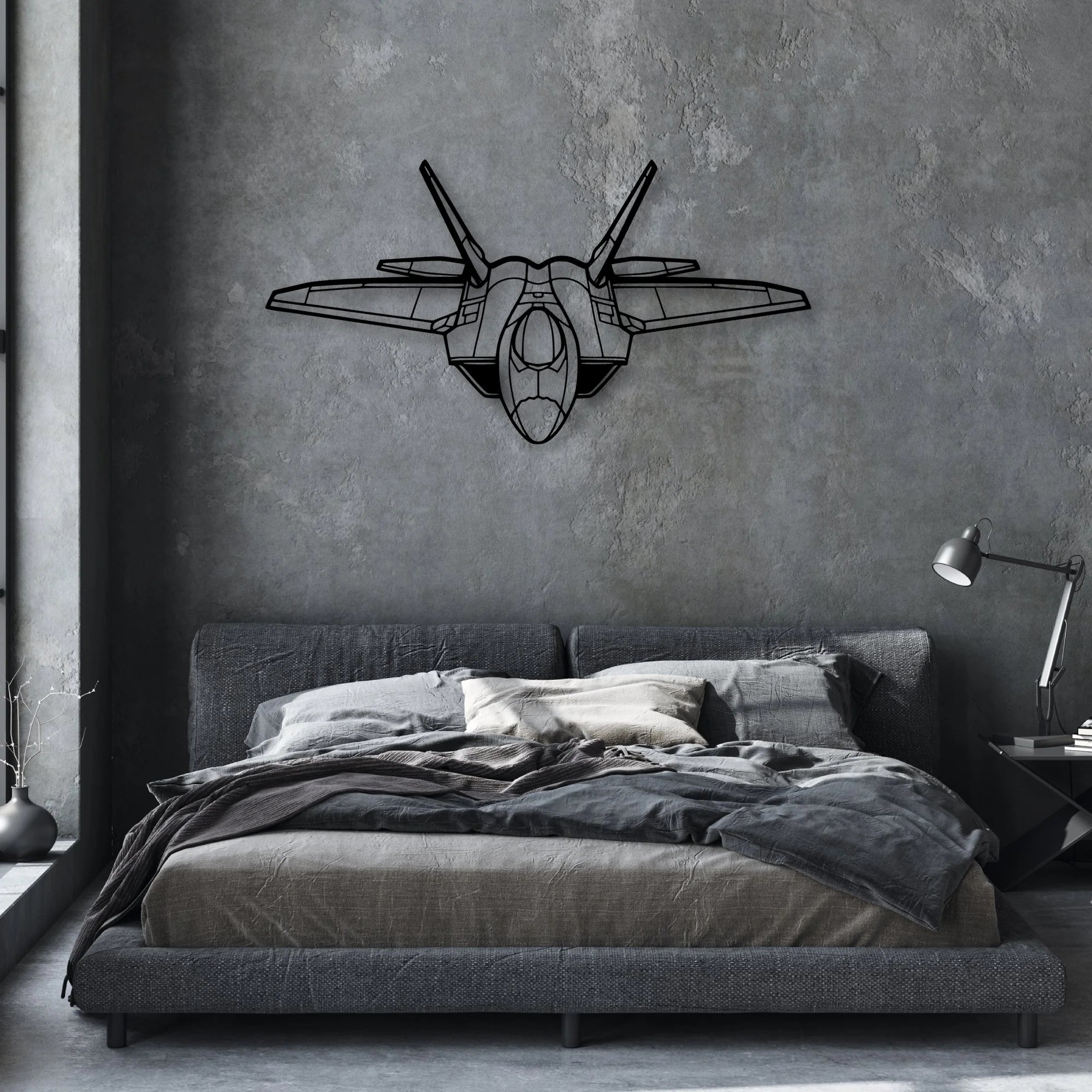 F-22 Raptor Classic Aircraft Silhouette Metal Wall Art - Aviation Hangar Decor